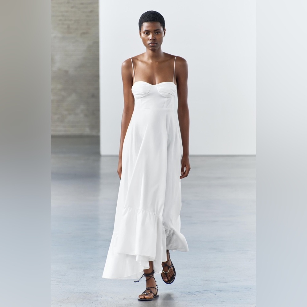 ZARA RUFFLED POPLIN DRESS - Picture 8 of 14